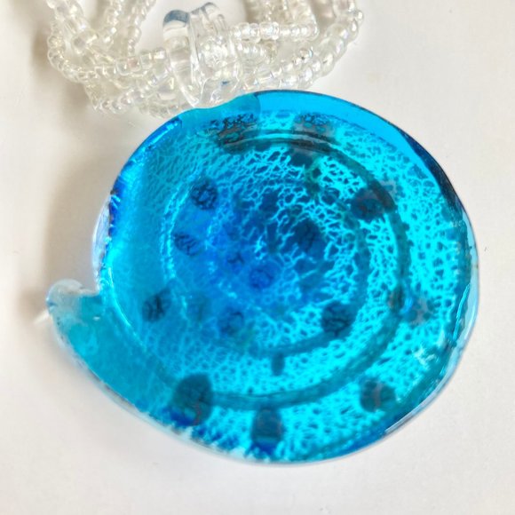 Murano Art Glass Seed Bead Sea Shell Nautilus Shiva Necklace Sea Life Nautical - Picture 5 of 12
